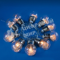 Гирлянда светодиодная Uniel Лампочки ретро на батарейках 3AA (не в/к) 18м 10 светодиодов теплый белый свет ULD-S1800-010/STB/3AA WARM белый IP20 RETRO BULBS