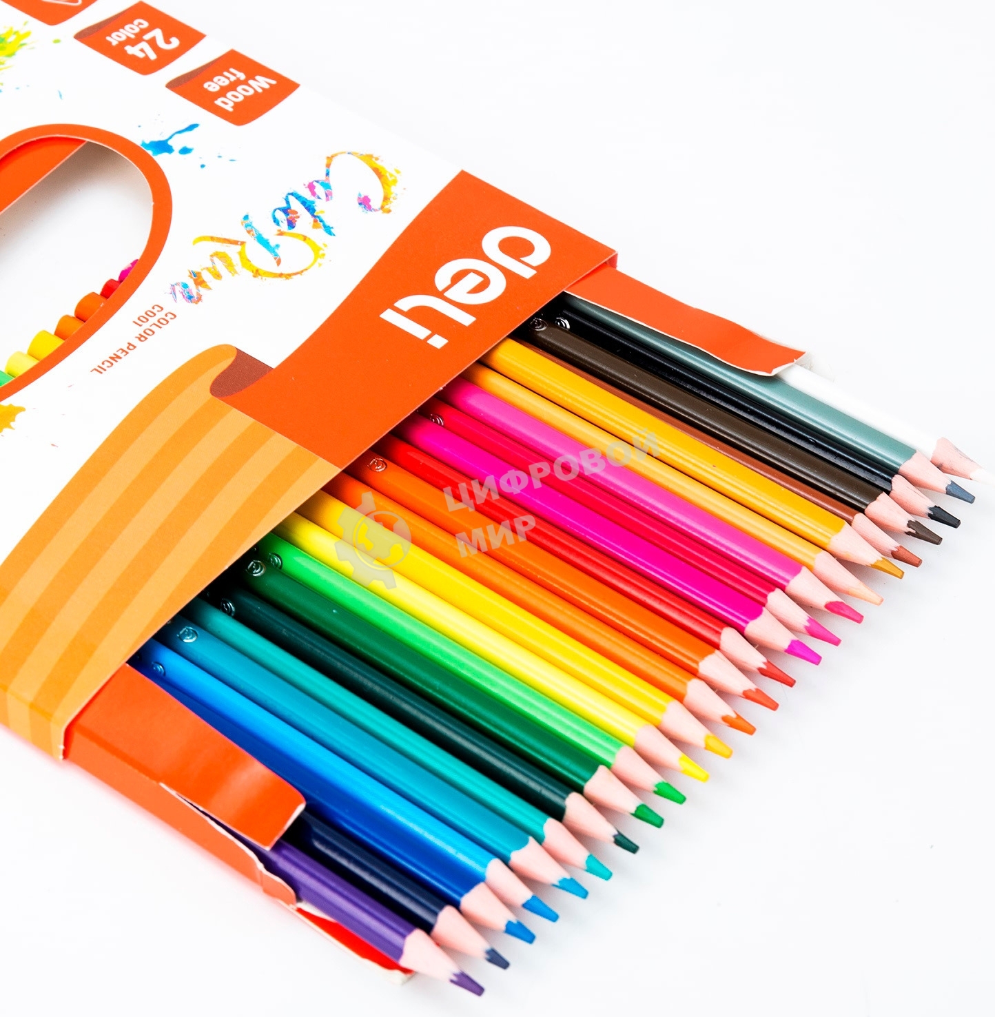 Карандаши цветные Deli ColoRun EC00120 трехгранные пластик 24цв. коробка/европод.