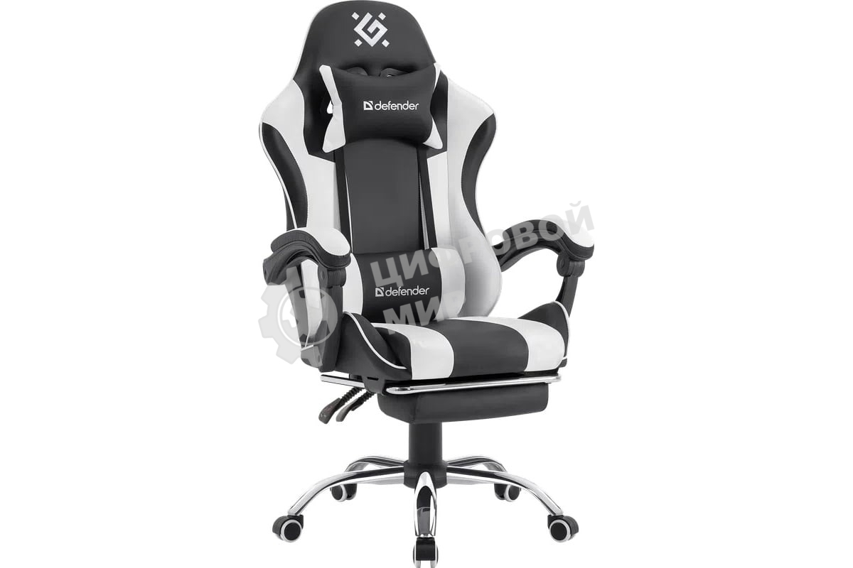 Кресло игровое Defender TIOS черный/белый, PU 64055