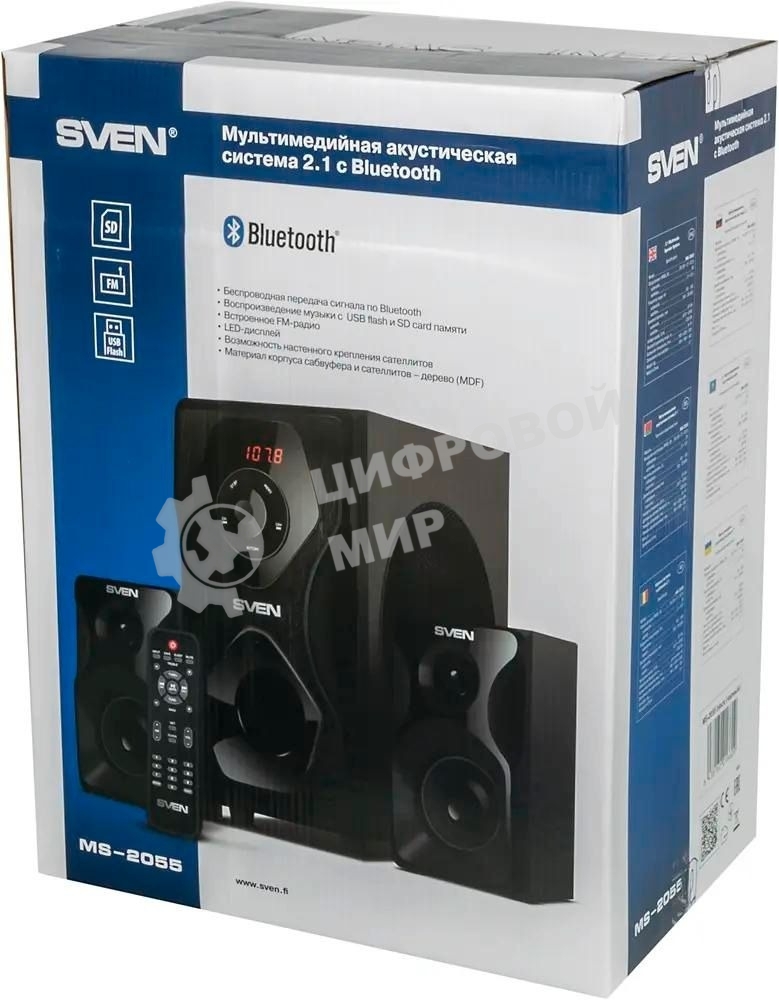 Акустическая система SVEN AC MS-2055, черный (55Вт, FM-тюнер, USB/SD, дисплей, ПДУ, Bluetooth)
