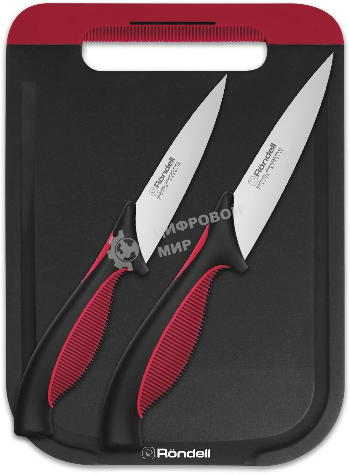 Набор ножей кухонных Rondell Arsenale RD-1975 компл.: 3 предм. разд. дос. черный/красный блистер