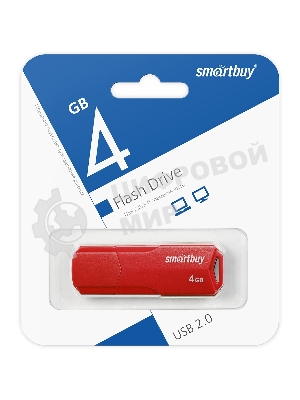 Флешка USB Smartbuy CLUE Red (SB4 GbCLU-R), 4Gb, USB 2.0, R/W 15/5, красный