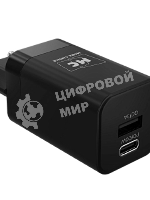 Сетевое зарядное устройство MORE CHOICE NC85i 1USB+1Type-C 3.0A PD 20W+QC3.0 для Lightning 8-pin Type-C, черный