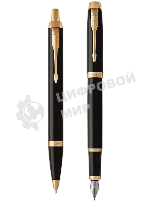 Набор ручек Parker IM Core FK221 CW2093216, Black GT, M, сталь нержавеющая, коробка подарочная, перьевая, ручка шариковая