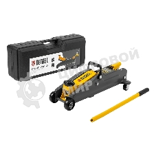 Домкрат гидравлический подкатной Denzel 2т, 135-385 мм, в пласт. кейсе