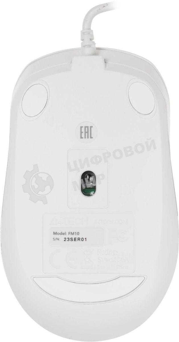 Мышь проводная A4Tech Fstyler FM10 белый/серый, 1600 dpi, USB, кнопки - 4