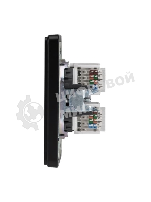 Розетка Kranz ROUND компьютерная двойная RJ45+RJ45 кат6 с/у оникс