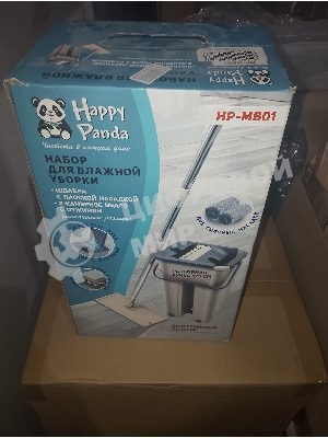 (Поврежденная упаковка) Набор для влажной уборки HP-MB01 Happy Panda с ведром с механизмом отжатия и 2 насадками