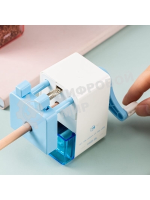 Точилка для карандашей механическая Deli EH515-BL, 1 отверстие, пластик, голубой/белый, пластиковый бокс