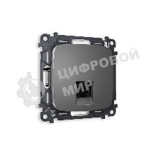 Комплект механизма компьютерной розетки OMEGA Антрацит серый RJ-45(8P8C) CAT6 с шторкой QUANT (OP6620, VM188) MO662010