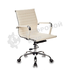 Кресло руководителя Бюрократ CH-883-LOW/IVORY слоновая кость, низкая спинка, искусственная кожа, крестовина хром