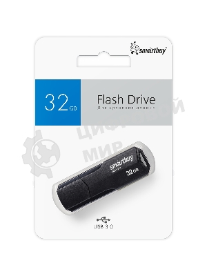 Флешка USB SmartBuy CLUE black (SB32GbCLU-K3), 32Gb, USB 3.0/3.1, R/W 70/25, черный