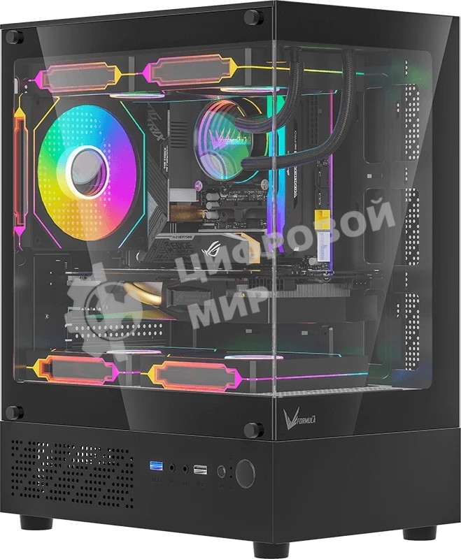 Компьютерный корпус MiniTower AeroCool/Formula Crystal Z1CM PLUS AR black (mATX, без БП, USB Type-A+USB Type-C) (Crystal Z1CM Plus Black AR)