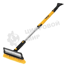 Щетка-сметка для снега со скребком Denzel, телескоп, поворотная голова, водосгон, 900-1200 мм 55308