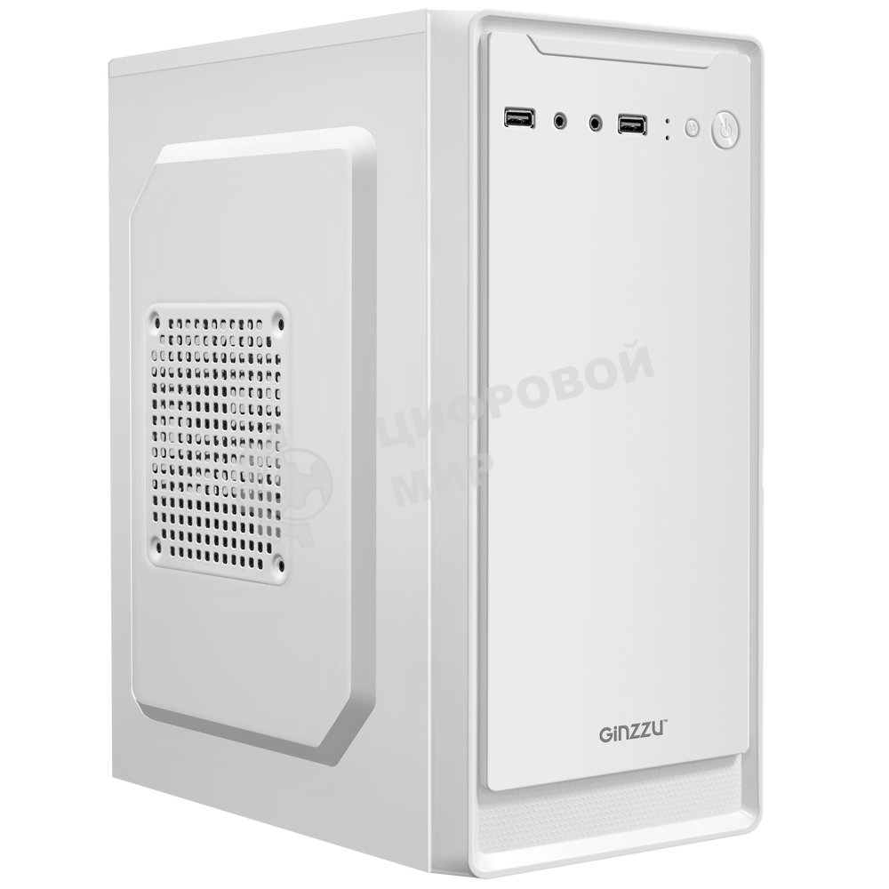 Компьютерный корпус MiniTower Ginzzu B185 White mATX,2xUSB 2.0, белый,w/o PSU, w/o fan (Ginzzu B185)