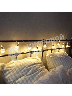 Гирлянда светодиодная Uniel Лампочки ретро на батарейках 3AA (не в/к) 18м 10 светодиодов теплый белый свет ULD-S1800-010/STB/3AA WARM белый IP20 RETRO BULBS