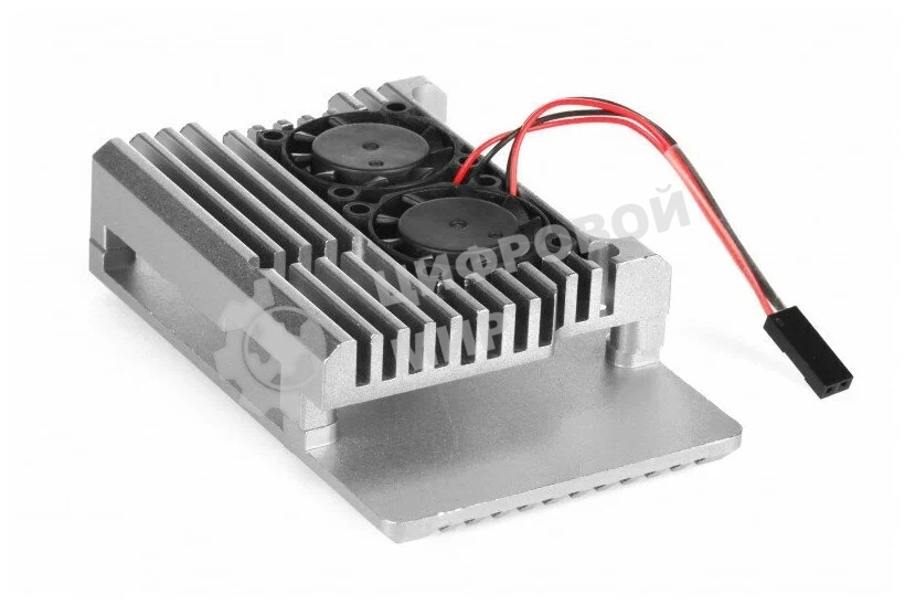 Корпус Qumo Aluminum case with double black fans, Raspberry Pi 4, silver(RS009)