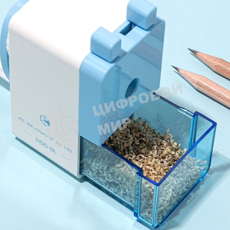 Точилка для карандашей механическая Deli EH515-BL, 1 отверстие, пластик, голубой/белый, пластиковый бокс