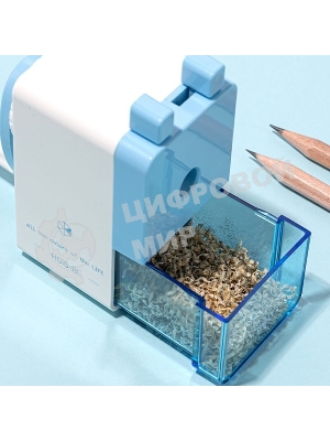 Точилка для карандашей механическая Deli EH515-BL, 1 отверстие, пластик, голубой/белый, пластиковый бокс