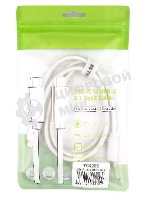Кабель USB 3.1 Type Cm -- Cm IC 5А 10Gbs длина 1M, Telecom TC420S серебряный