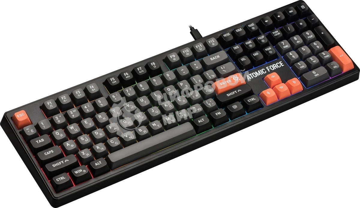 Клавиатура проводная игровая Defender Atomic Force GK-005 RU,чер/сер,108кн+FN,радуж,1.5м