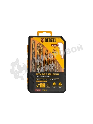 Набор сверл по металлу Denzel 1-10 мм, Р6М5-TiN, Golden Tip, 10 шт 723001
