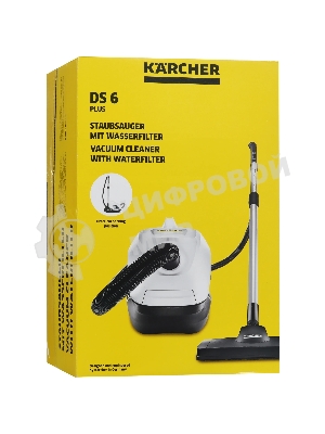 Пылесос Karcher DS 6 Plus белый/черный, 350/650 Вт, уборка влажная/сухая, пылесборник контейнер 2 л