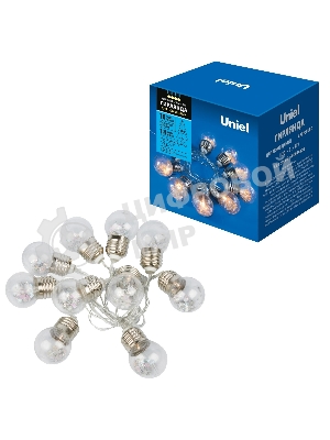 Гирлянда светодиодная Uniel Лампочки ретро на батарейках 3AA (не в/к) 18м 10 светодиодов теплый белый свет ULD-S1800-010/STB/3AA WARM белый IP20 RETRO BULBS