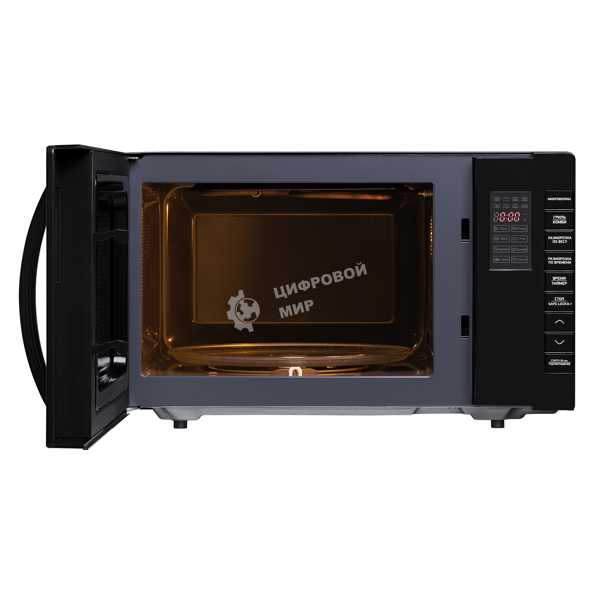 Микроволновая печь BBK 23MWG-850T/B-M черный, 23 л, 800 Вт, переключатели - кнопки