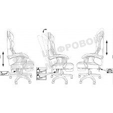 Кресло Knight Lord/F серый, экокожа, 120 кг, механизм качания, подставка для ног
