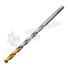 Сверло спиральное по металлу Denzel 6,5 х 148 мм, Р6М5, Golden Tip, удлиненное