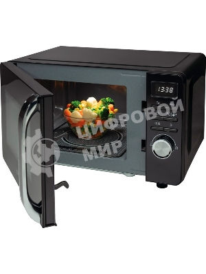 Микроволновая печь Gorenje MO20S4BC черный, 20 л, 700 Вт, переключатели - кнопки, поворотный механизм