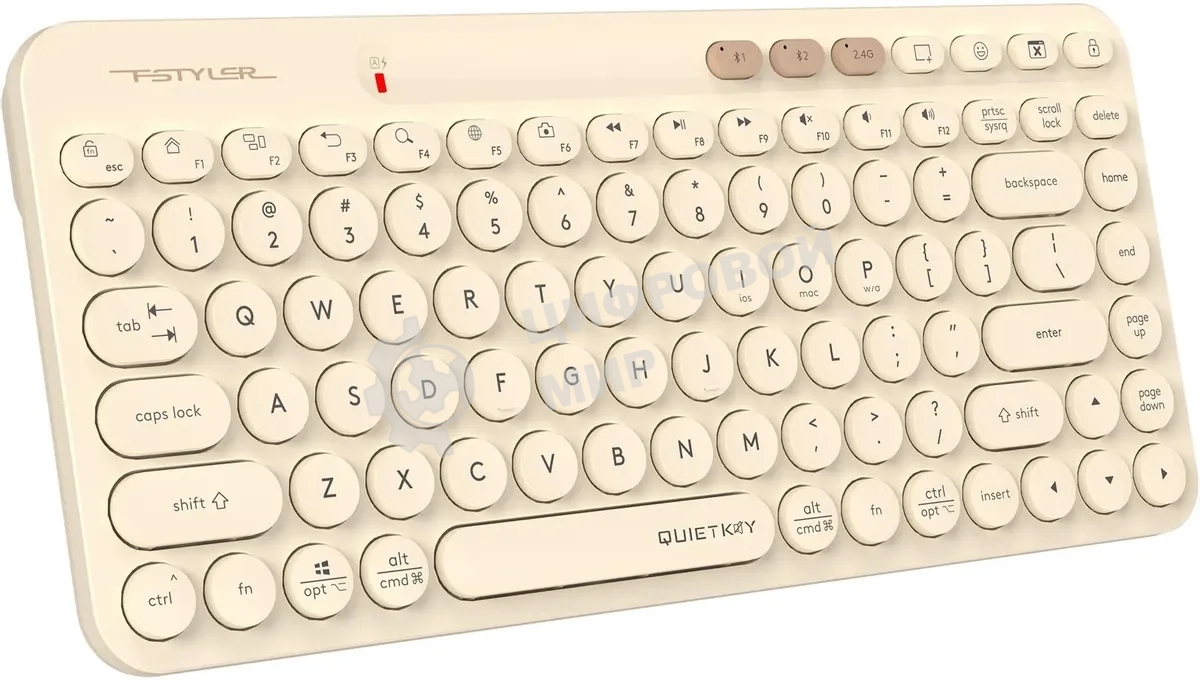 Клавиатура беспроводная A4Tech Fstyler FBK36C AS, USB, Bluetooth/Радиоканал, бежевый