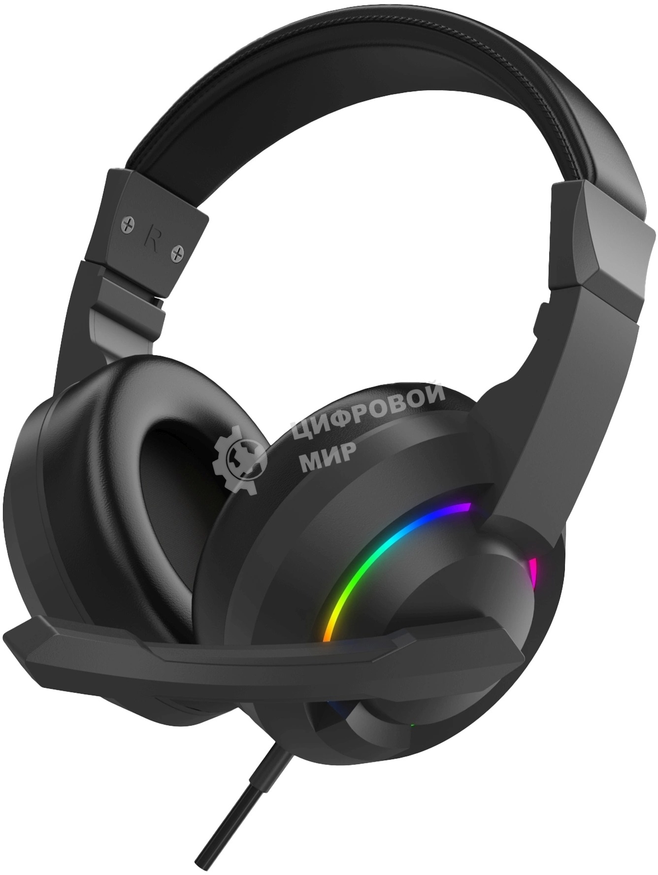 Гарнитура проводная с микрофоном Оклик HS-L315G черный 1.8м накладные USB оголовье (2007552)