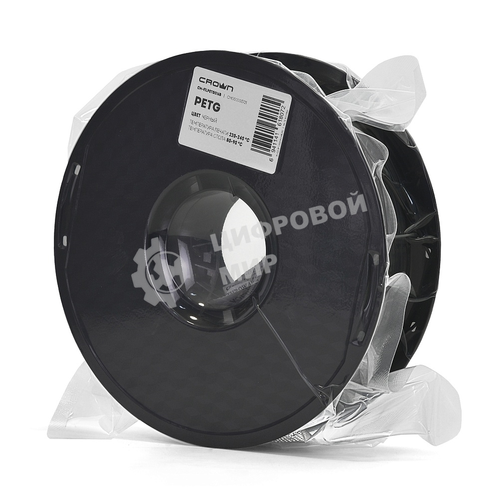 Филамент Crown Micro CM-FILPETG016B PETG 1.75 1кг черный