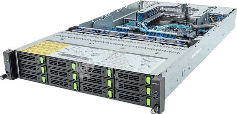 Серверная платформа Gigabyte R283-S96/2U/2xIntel (Gen 4/5)/2xHS/32xDIMM/12xLFF NVME/SAS/SATA + 2xSFF SAS/SATA/2xGbE/2xOCP 3.0/4xFHHL/2x2000W/Rails