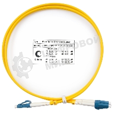 Патч-корд оптический Cabeus Tight Buffer, Duplex LC/LC, OS2 9/125, LSZH, 1м, Ø 3мм, синий хвостовик, желтый