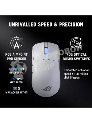 Мышь ASUS ROG ROG HARPE II ACE, 48g, Wired, 2.4GHz RF, Bluetooth 5.1, 442K DPI sensor, 5 Prograммable Buttons, White