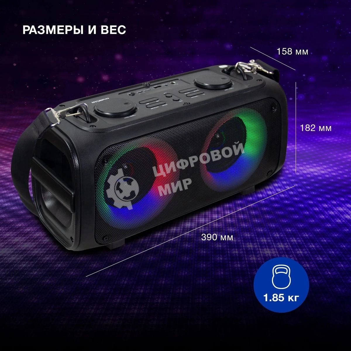 Портативная колонка Hyundai H-PS1030 черный/черный 40 Вт 2.0 BT 10м 3600mAh