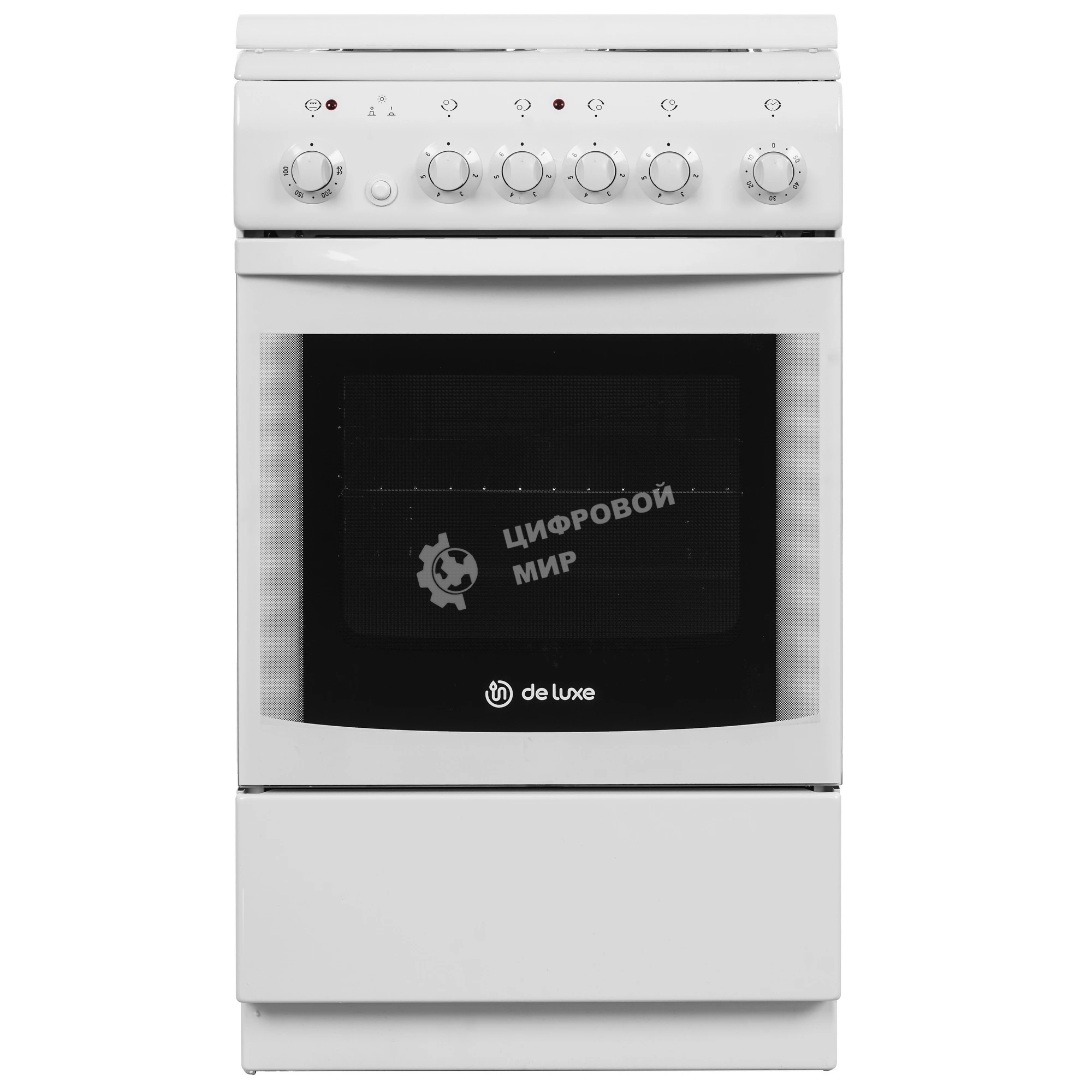 Плита электрическая DeLuxe 506004.00 э белый, конфорок 4 шт, духовка 60 л, 50 см x 85 см x 60 см