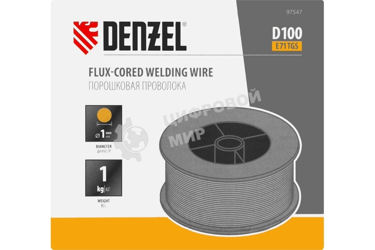 Порошковая проволока Е71TGS, диам. 1 мм, 1 кг, диам. катушки D100 Denzel