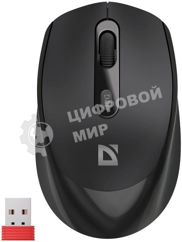 Мышь беспроводная Defender Vision MS-376 черный, 1600 dpi, радиоканал, Bluetooth, USB, кнопки - 4