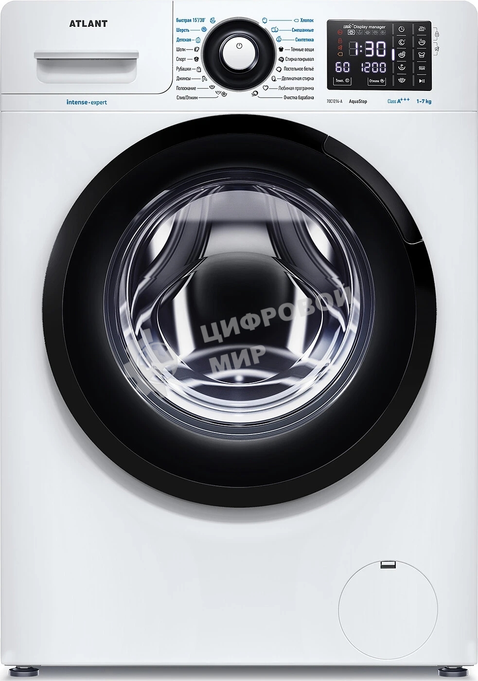 Стиральная машина Атлант СМА 70С1214-А-02 белый/черный, загрузка фронтальная 7кг, 1200 об/мин., класс: A+++