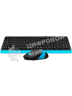 Комплект клавиатура+мышь A4Tech FStyler F1010 проводной, USB, 1600 DPI, чёрный/синий