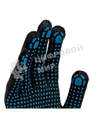 Перчатки трикотажные Сибртех х/б, 200 пар, ПВХ точка, 3 нити, 10 класс