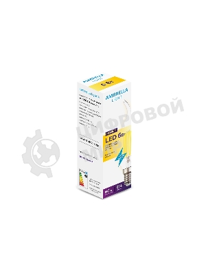 Светодиодная лампа Ambrella light 202214 Filament LED C37L-F 6W E14 3000K (60W)
