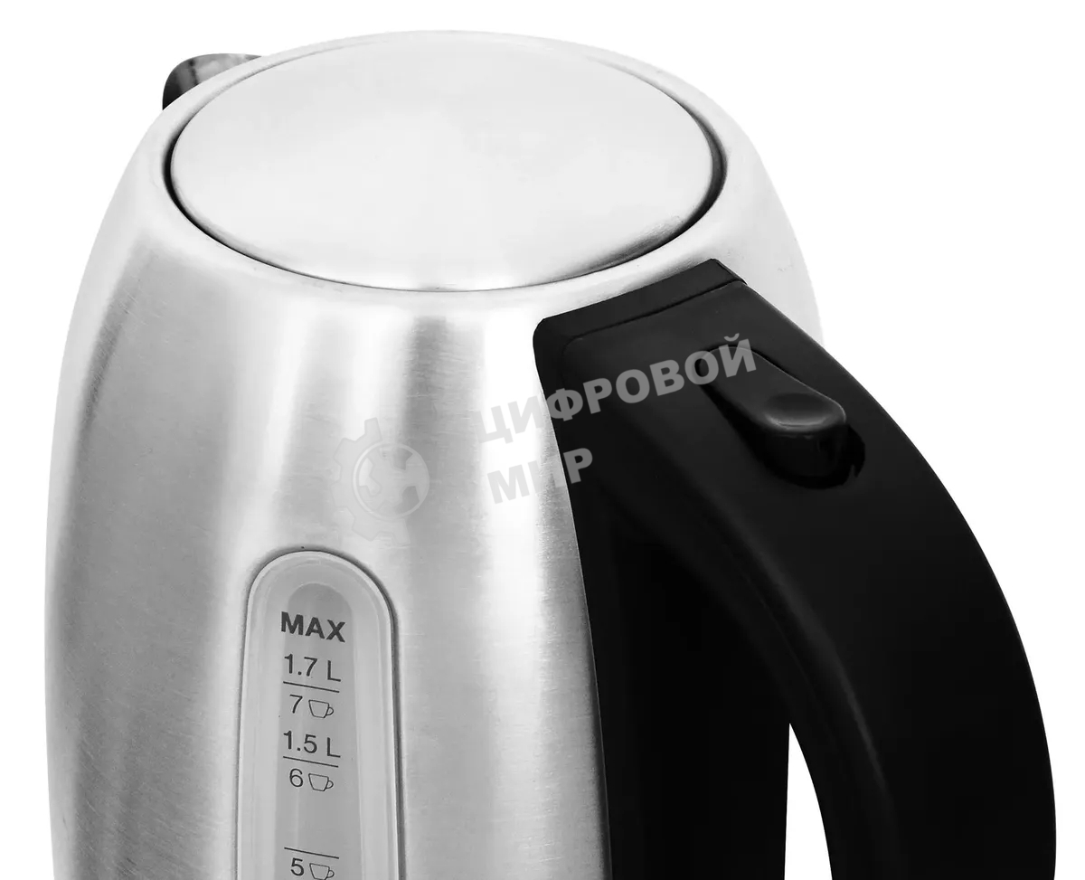 Чайник электрический Hyundai HYK-S2014 1.7 л, 2000 Вт, серебристый/черный (корпус: нержавеющая сталь)
