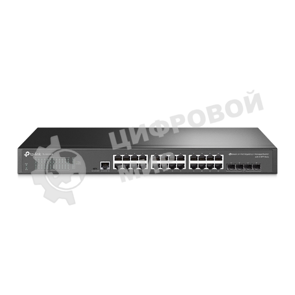 Коммутатор TP-Link JetStream 24-port Gigabit L2/L2+ Managed Switch with 4 SFP slots, support SDN controller, abundant L2/L2+ features, 1U rack mountable, full managed via web UI/CLI/Console/SSH/Telnet/SNMP.