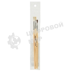 Набор кистей Silwerhof 980055 (набор 3шт) пони круглая №2/коза круглая №3/щетина плоская №4, деревянная ручка