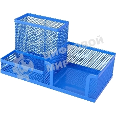 Подставка Deli E9154 3 отделения для письменных принадлежностей, 80x80x90мм, ассорти, металл, сетка